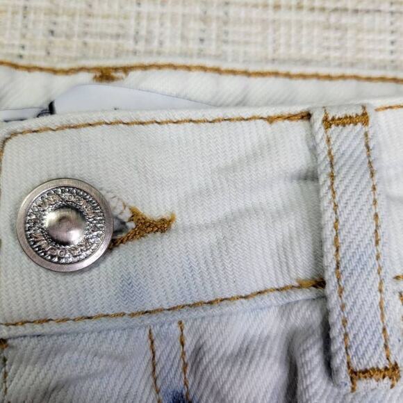 Zara High Rise Bleached Raw Hem White Blue Shorts Size 8 - Picture 6 of 12